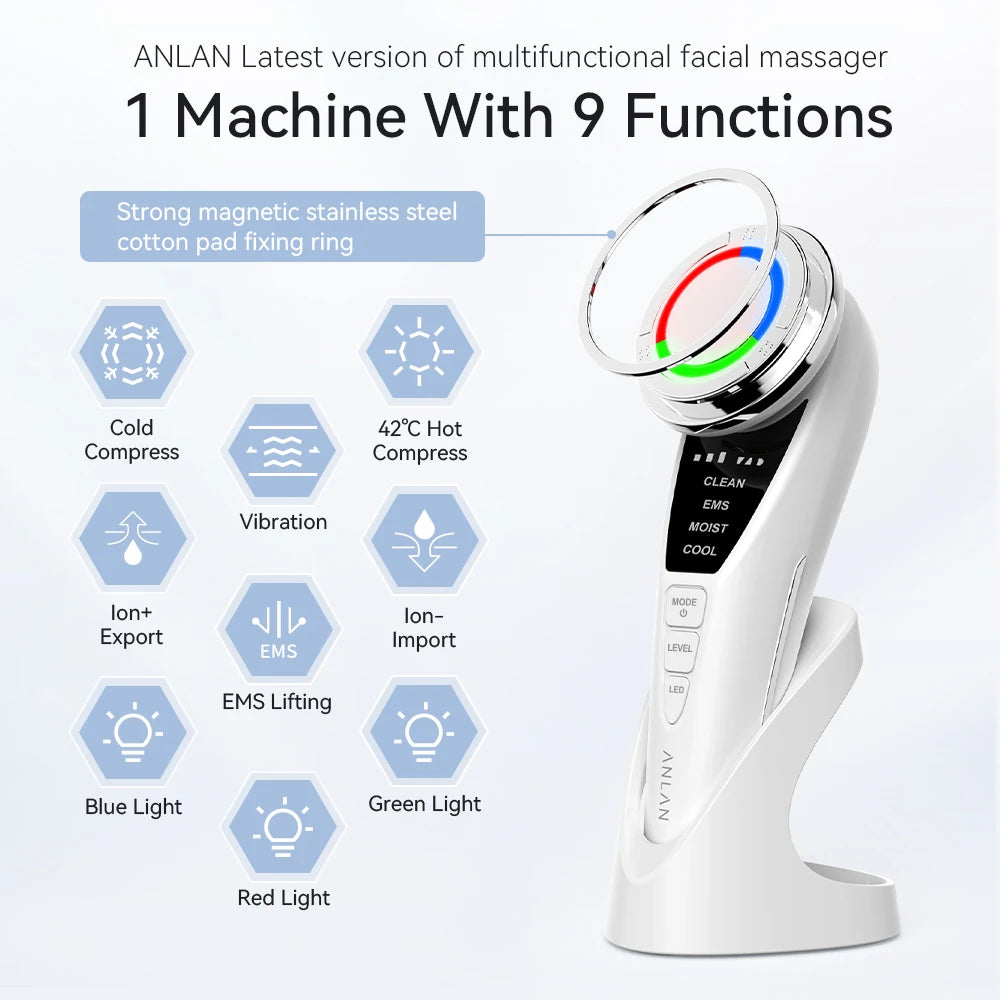 ANLAN EMS Facial Massager Pro Face Lifting Massage Skin Rejuvenation Cold Hot Compress Deep Face Cleaning Skincare Beauty Device