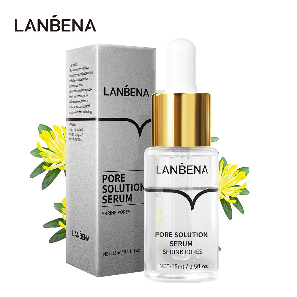 LANBENA Pore Solution Serum Shrink Pores Acne Treatment Remover Nose Blackhead Skin Firming Moisturizing Face Serum Skin Care