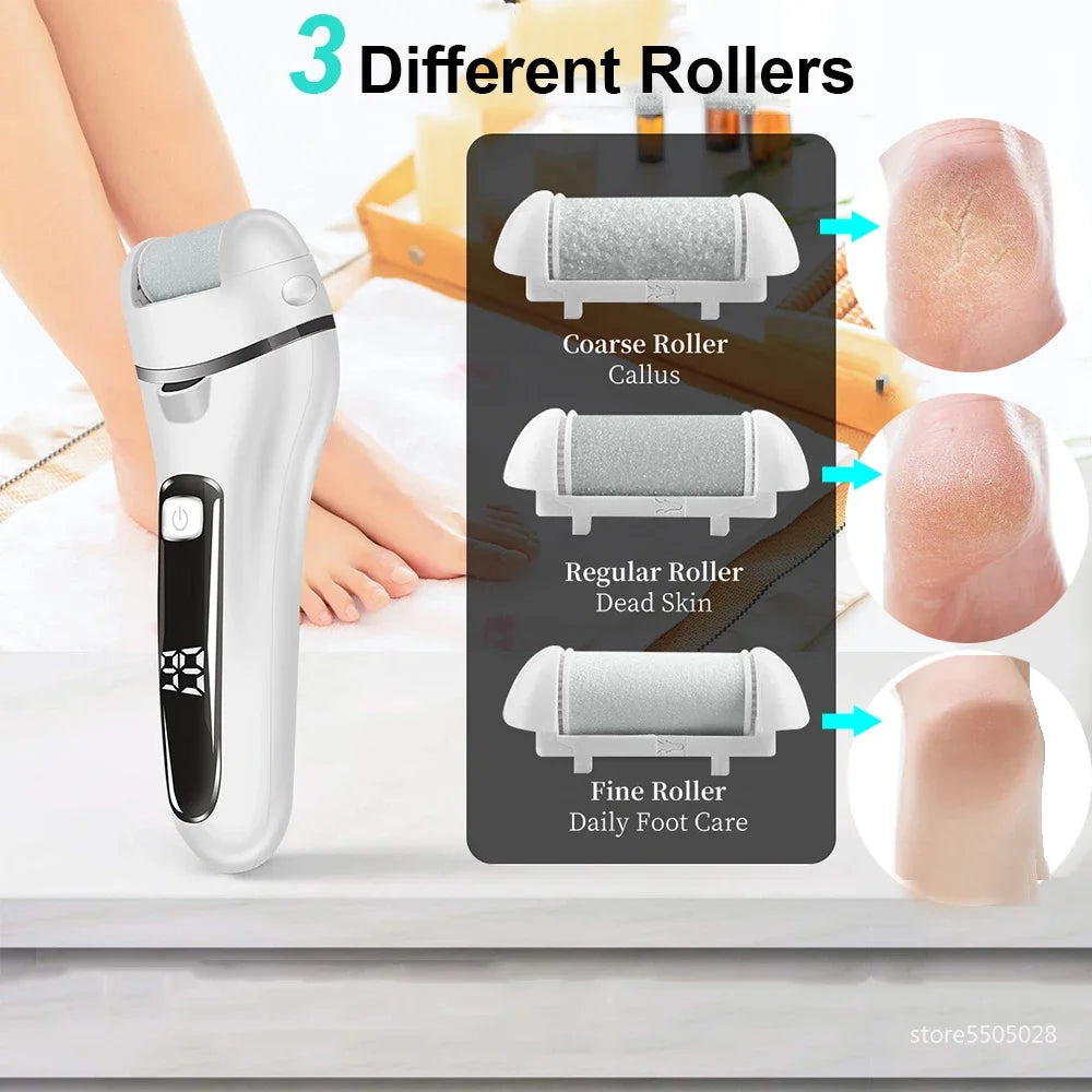 Electric Callus Remover Professional Foot File Grinder Pedicure Machine Rechargeable Heel Cracked Dead Skin Scrubber 3 Heads