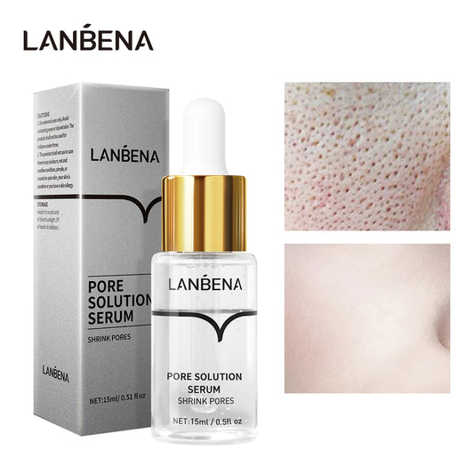 LANBENA Pore Solution Serum Shrink Pores Acne Treatment Remover Nose Blackhead Skin Firming Moisturizing Face Serum Skin Care