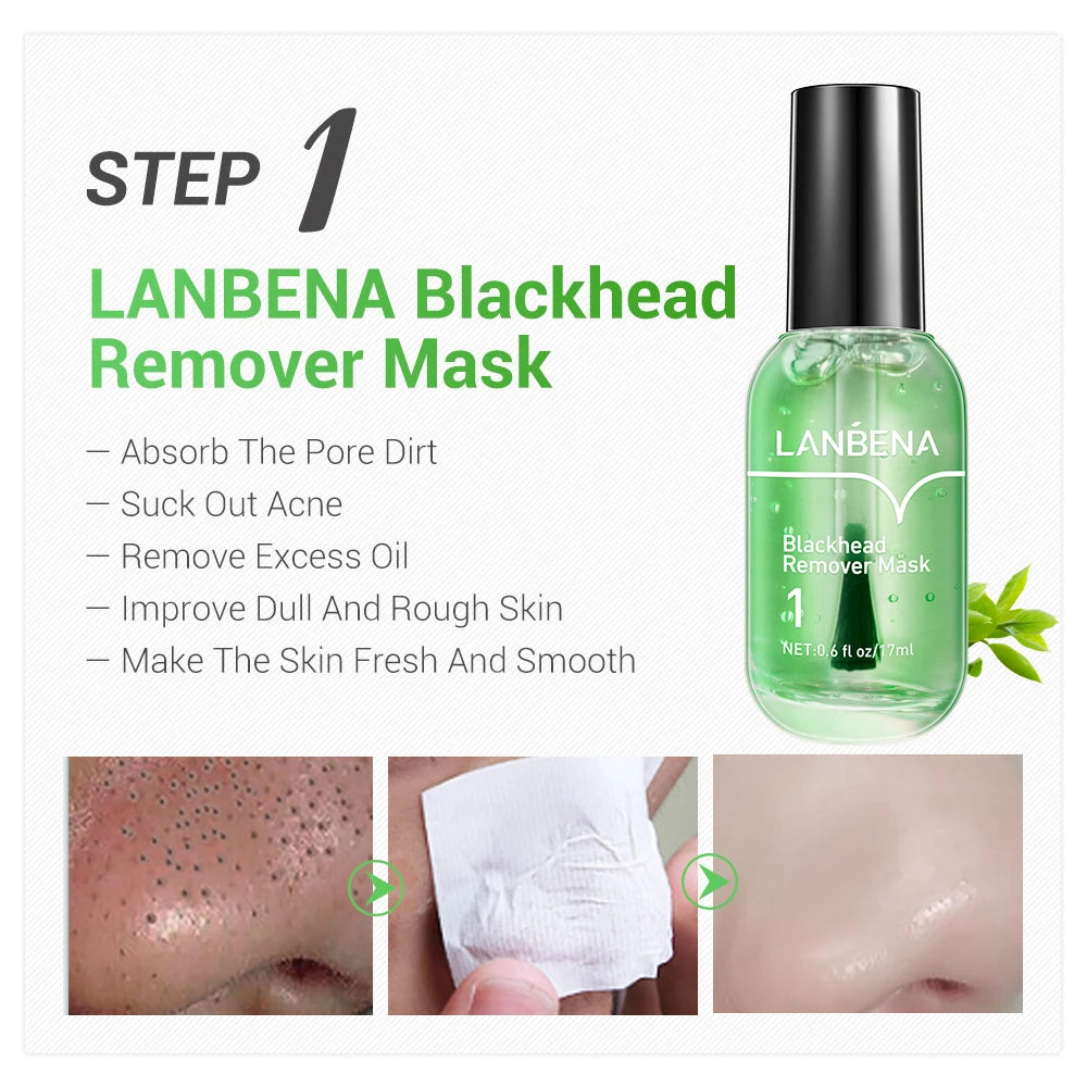 LANBENA Face Serum Blackhead Remover Shrinking Pore Acne Treatment  Deep Cleaning Smoothing Skin Care Firming Essence Beauty Set